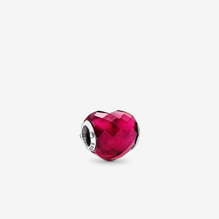 Charms a forma di cuore rosa fucsia in argento sterling 100% 925 adatto al braccialetto europeo originale con ciondoli moda donna gioielli di fidanzamento di nozze A256k