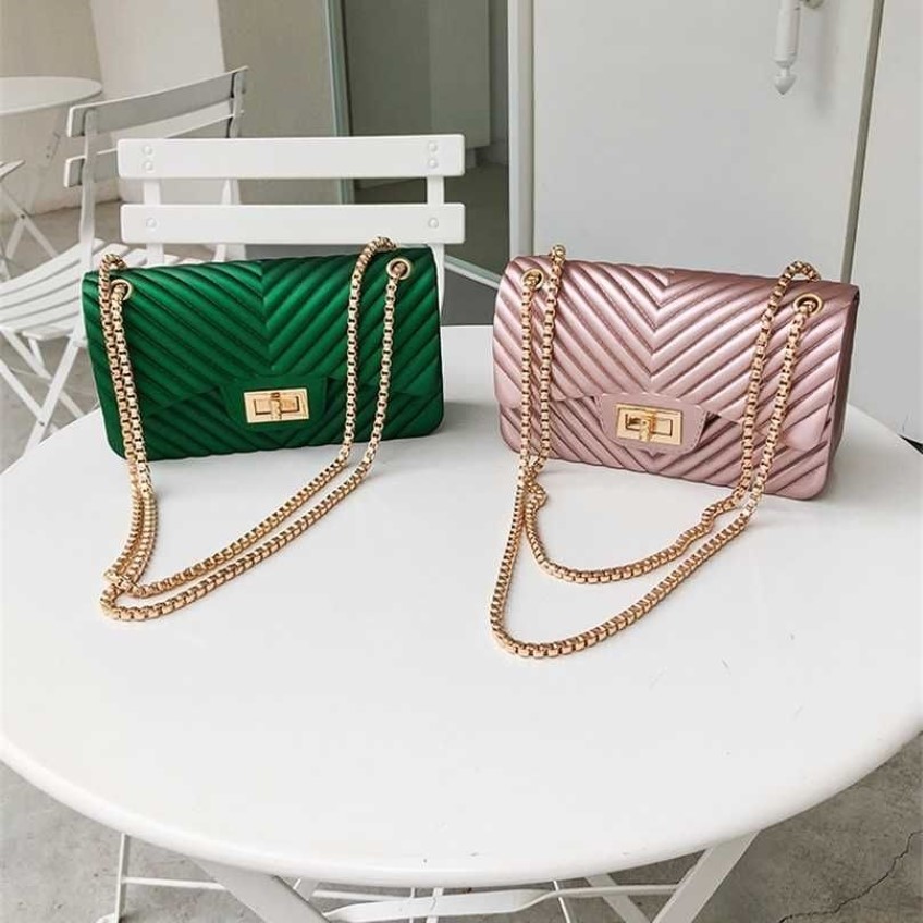 العلامة التجارية الشهيرة PVC Messenger Bag Luxury Luxury Counter Creater Fults Vintage Female Chain Jelly Pack 2110282221