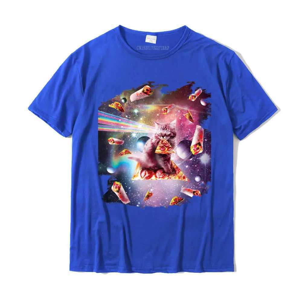 Design Casual T-Shirt New Design Summer Short Sleeve Crew Neck Tees Cotton Mens Classic Tee-Shirts Free Shipping Outer Space Pizza Cat - Rainbow Laser Taco Burrito T-Shirt__27747 blue