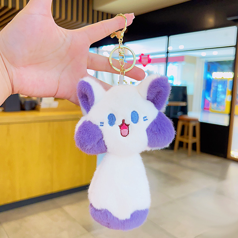 2024 Hot Sale Wholesale The furry big tailed cat pinches and makes a sound Backpack Pendant Key Ring Pendant Schoolbag Decoration Gifts for Kids Friends