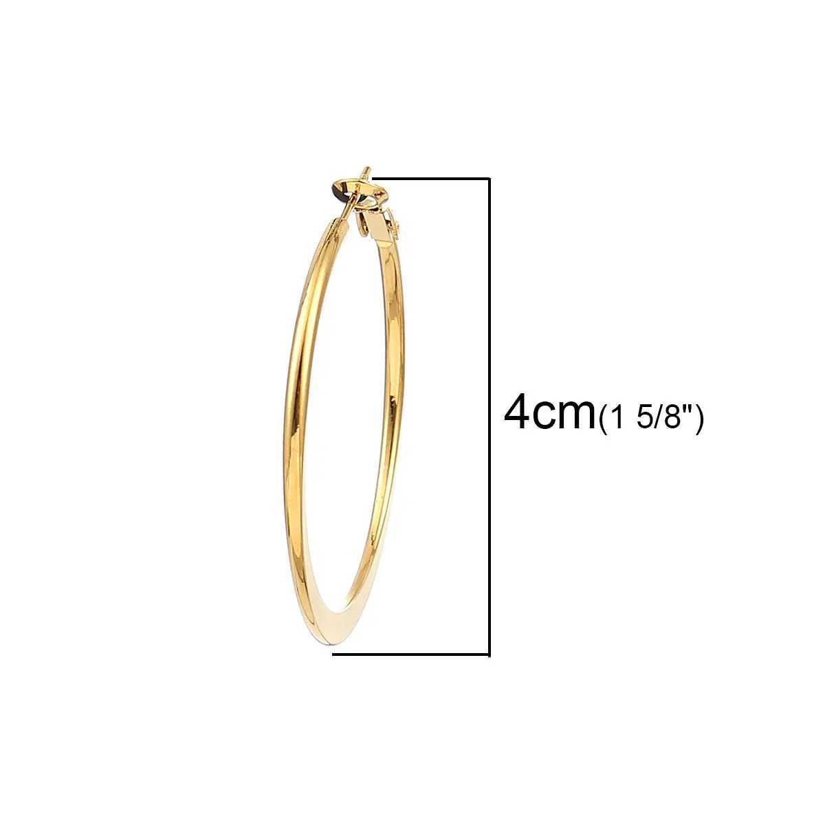 Hoop Huggie e de boucles d'oreilles créoles rondes en acier inoxydable 316, boucles d'oreilles rondes dorées adaptées aux boucles d'oreilles tendance pour femmes d'un diamètre de 40 mm.24326