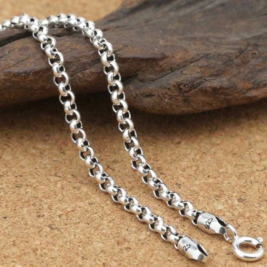 Pure Silver 3mm Thick Cross O Link Chain S925 Halsband tröja kedja Sterling 925 Silver smycken Q06043051