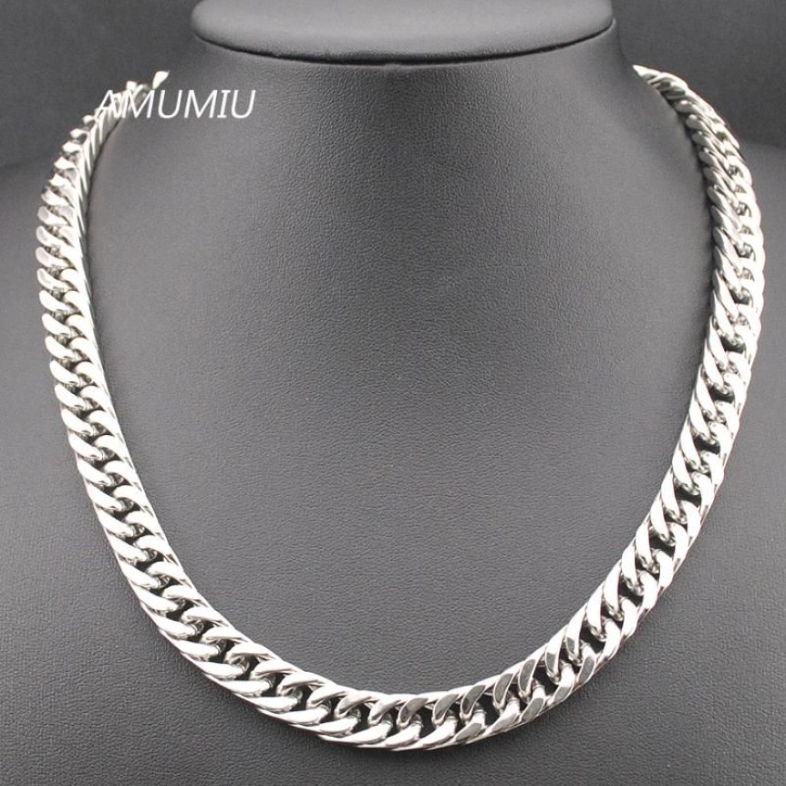 40 45 50 55 60 65 70 90CM collier à maillons en acier inoxydable bijoux 10mm de largeur HZN024 Chains209p