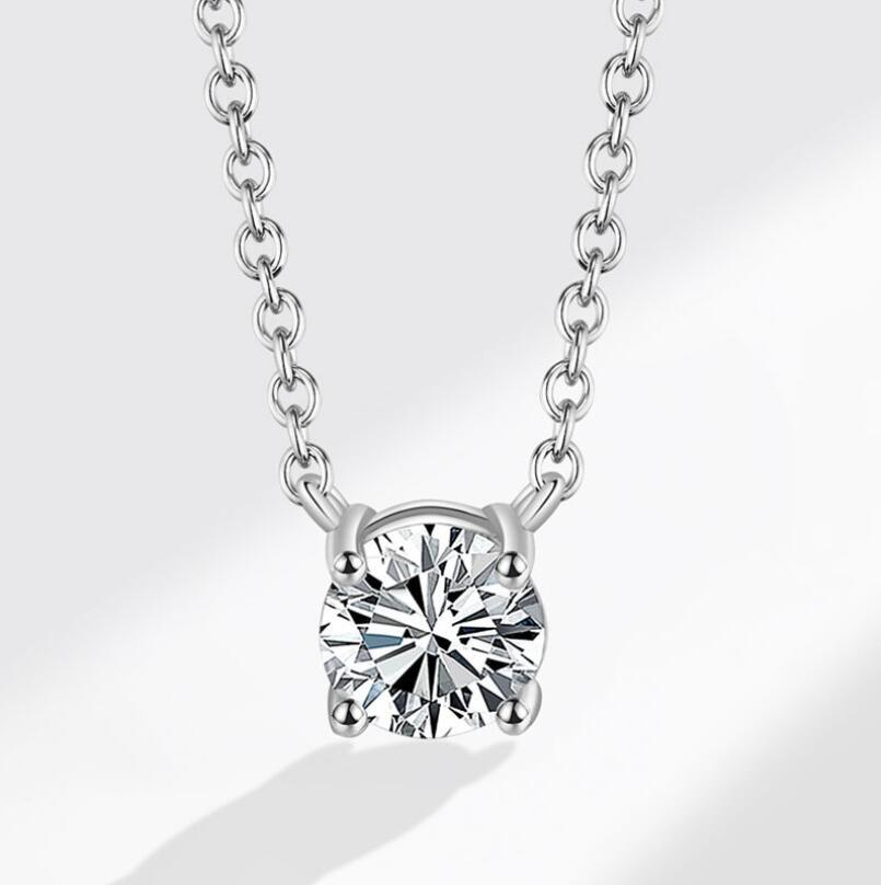 2024 choucong moissanite diamante pingente simples moda jóias real 100% 925 prata esterlina 14k ouro solitaire pedras preciosas feminino praia clavicel colar presente