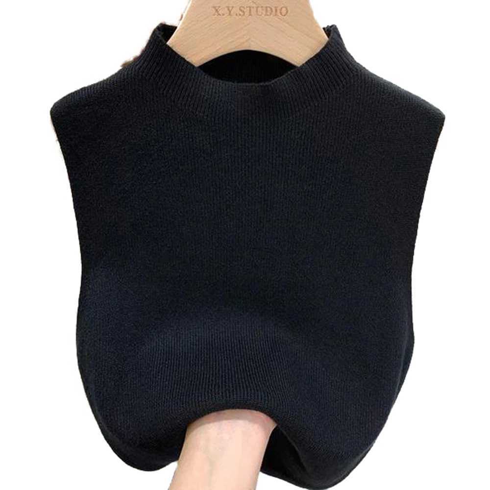 Women's Tanks Camis Pendant Womens Inner Lining Solid Color Half Turtle Neck Top Sexy T-shirt Summer Tank Top Knitted Sweater Sleeveless 24326