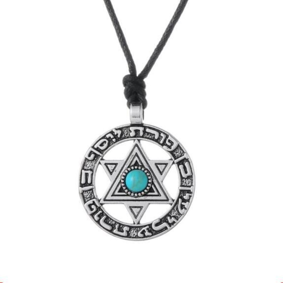 Colgante con hexagrama de estrella de David vikingo nórdico, collar de talismán judío Wiccan Vintage 173I