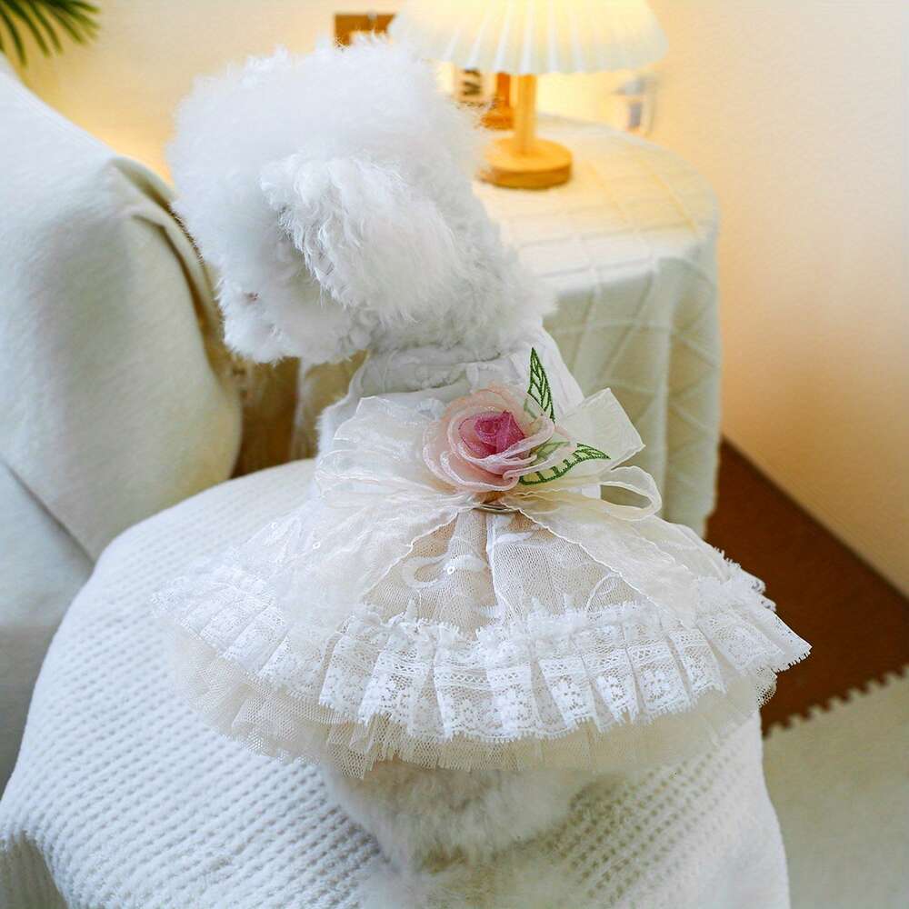 Vintage Floral Dress Dress Psy, spódnica w stylu księżniczki, odpowiednie małe psy, takie jak Bichon Frie, Pomeranian, Teddy. Uroczy strój dla Yorkshire Terrier i