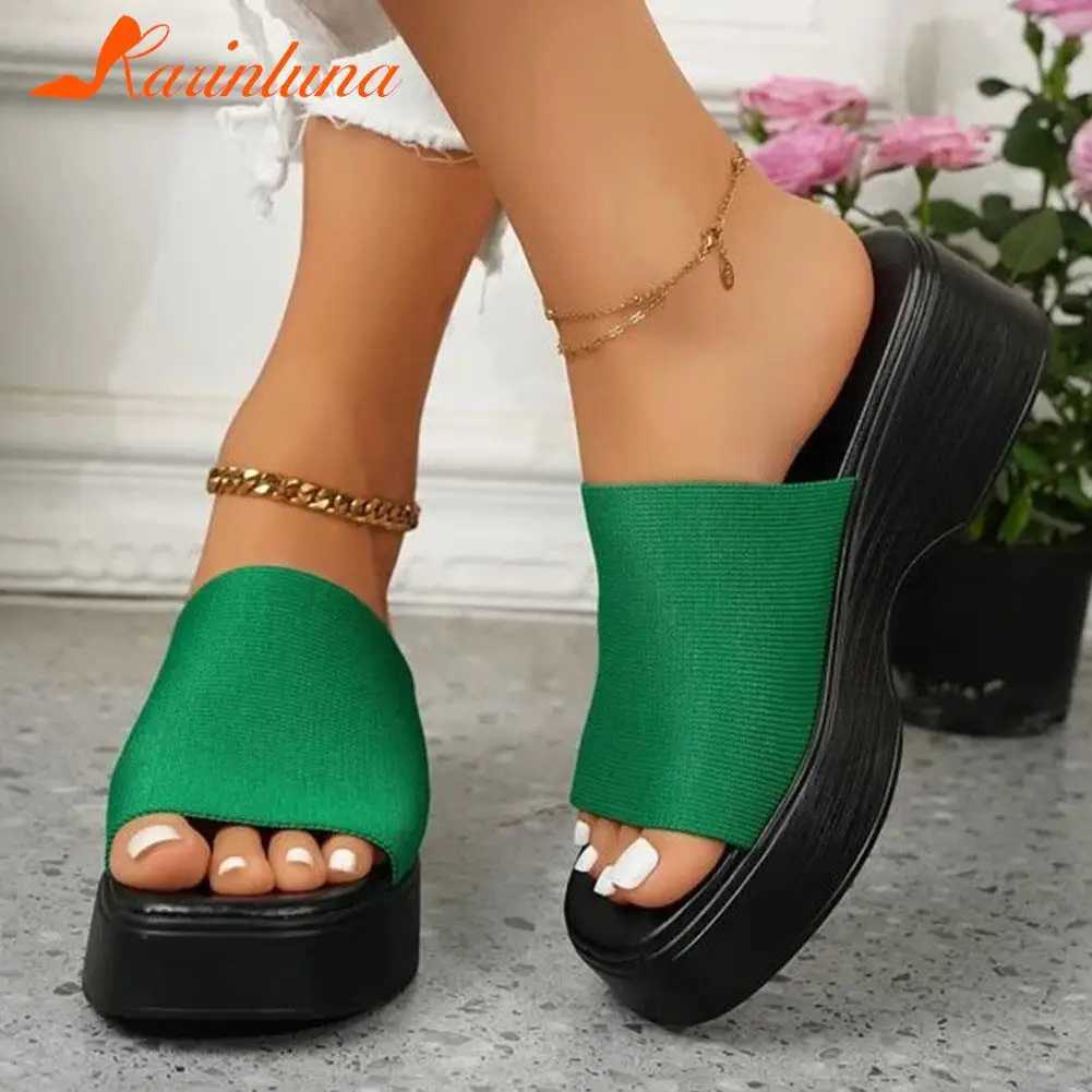 Pantoufles Pantoufles Wedge EELED Femmes 2023 Style européen Comfy Walking Beac Sandal Summer Outside Simply Lady Plus Taille 43 H240326T9FQ