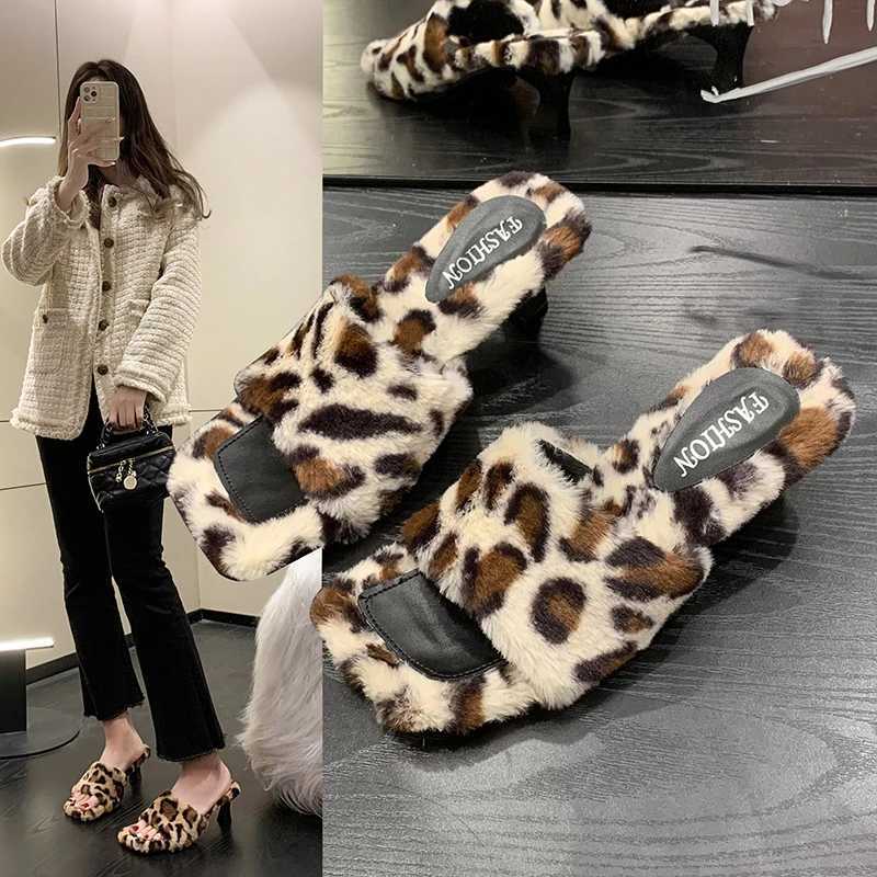 Slippers slippers ot sale ladies soes 2024 Summer Street Fasion Womens Leopard Print Sexy Stileo Modern Pantuflas de Mujer H240326203C