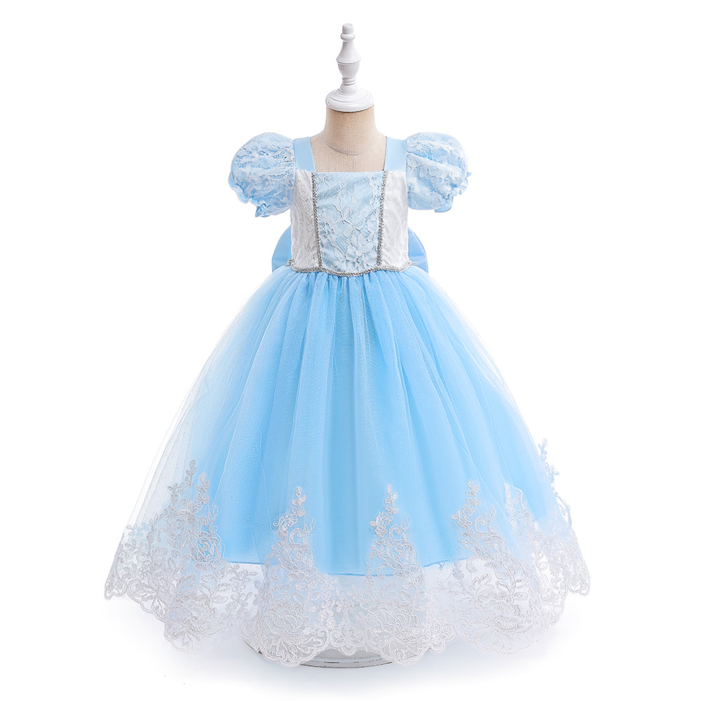 Abiti da spettacolo ragazze quadrati blu cielo adorabili Abiti da ragazza di fiori Abiti da compleanno/festa ragazze Gonne tutti i giorni Abbigliamento bambini SZ 2-10 D327210