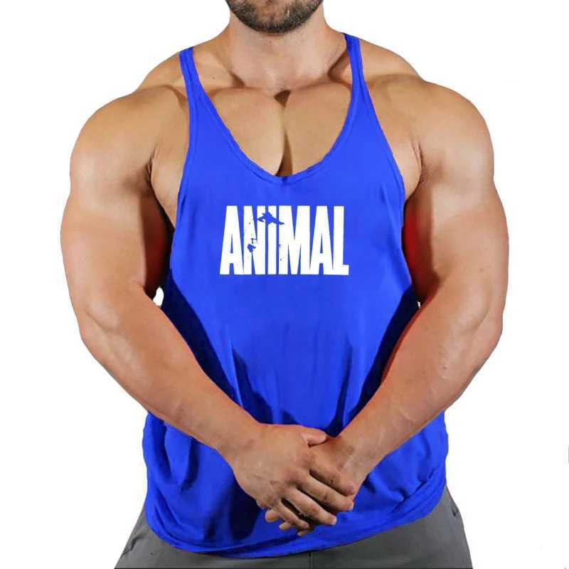 Camisetas masculinas Marca de animais sem mangas ginástica homens treinando roupas de tanques de tanques para fisiculturistas de verão para homens para homens sem mangas 240327