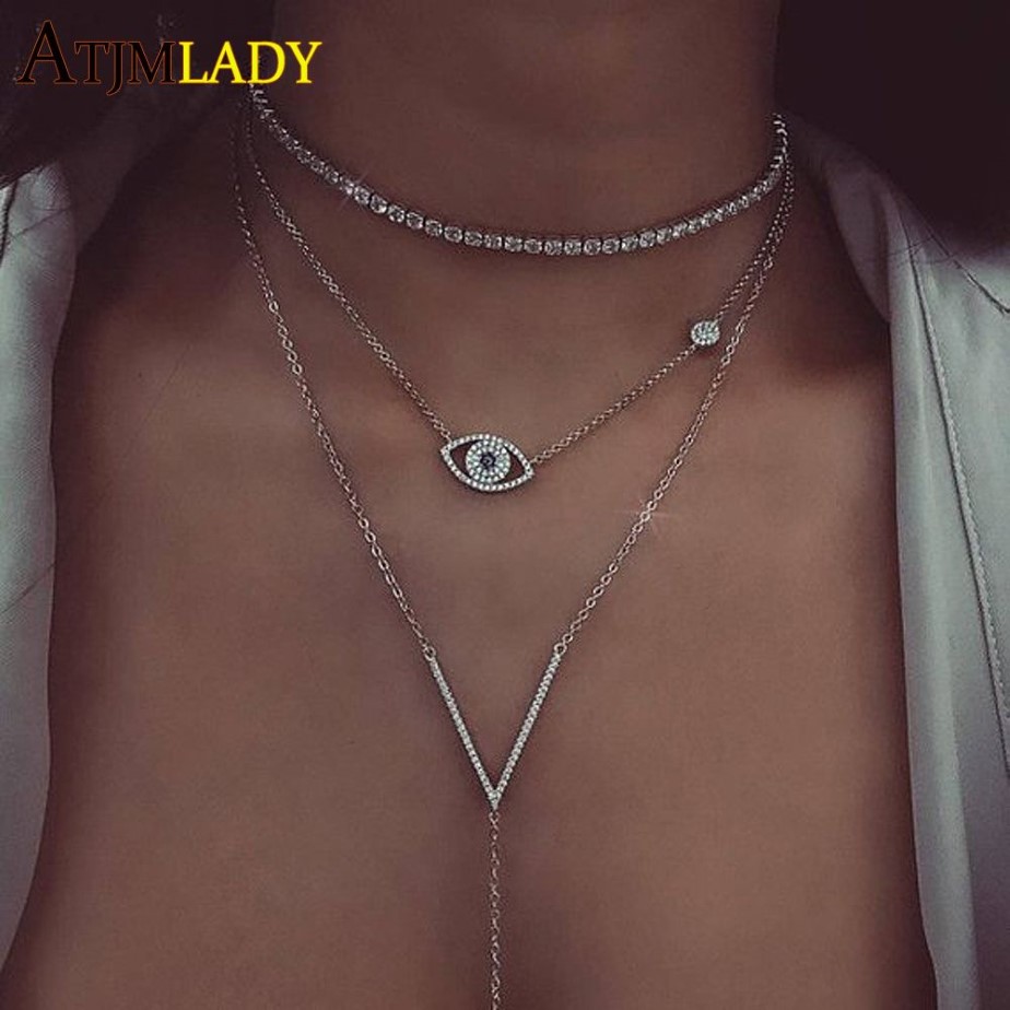 4mm CZ Tennis Necklace Promotion Lady Luxury Bling CZ Chokers Necklace Pendant 1 Row Wedding Sexy Tennis Statement Women 09247s