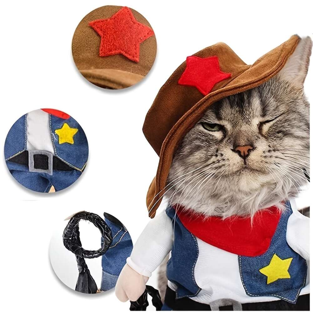 Costume drôle de noël et d'halloween pour animaux de compagnie, Costume en Denim mignon, habillez votre petit chien ou chat de taille moyenne