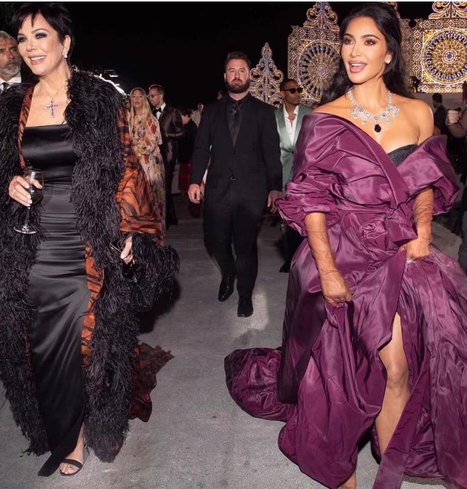 Kylie Jenner Celebrity-jurk Kim Kardashian Purple V-Neck Ball Jurk Celebrity Dess Women Doek Korte Mouw Dames Kleed Kylie Jenner Kendal Jenner Avond Jurk