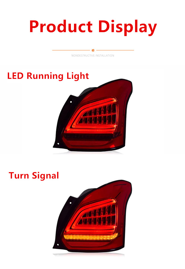 Luz traseira do carro para suzuki swift led sinal de volta lanterna traseira 2017-2021 freio de corrida traseira lâmpada reversa