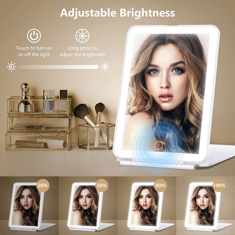 LED Makeup Mirror Hoselable Portable Desktop Desktop Tablet Make Up Mirror with LED LED Beauty Gift Mirror
