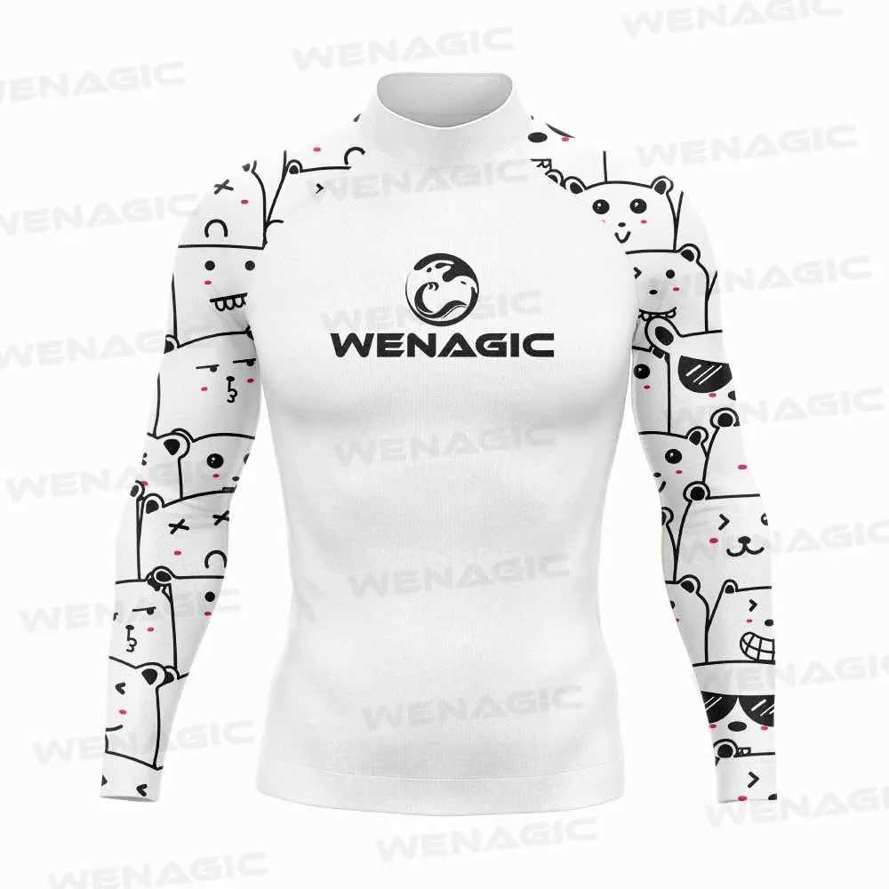 Mäns badkläder Wenagic Surfing Swimming Diving T-shirts Tight Long Sleeve Rash Guard Badkläder Mens UV Protection Clothing Beach Floatsuit Tops 24327