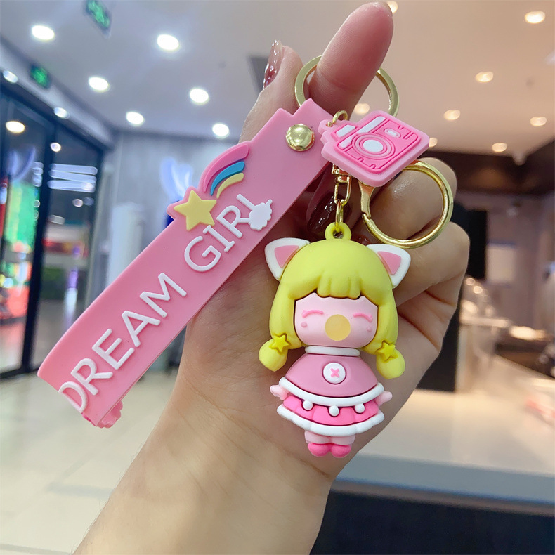 2024 Hot Sale Wholesale Cute Dream Bubble Blowing Girl Backpack Pendant Key Ring Pendant Schoolbag Decoration Gifts for Kids Friends