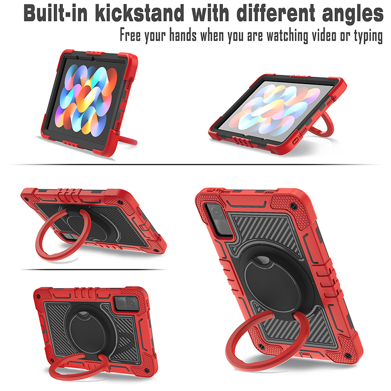 Adequado para capa protetora para tablet Redmi Pad 10.6 Crosser B, capa protetora plana com suporte giratório de 360 °, design de cores contrastantes, capa anti-queda de silicone três em um