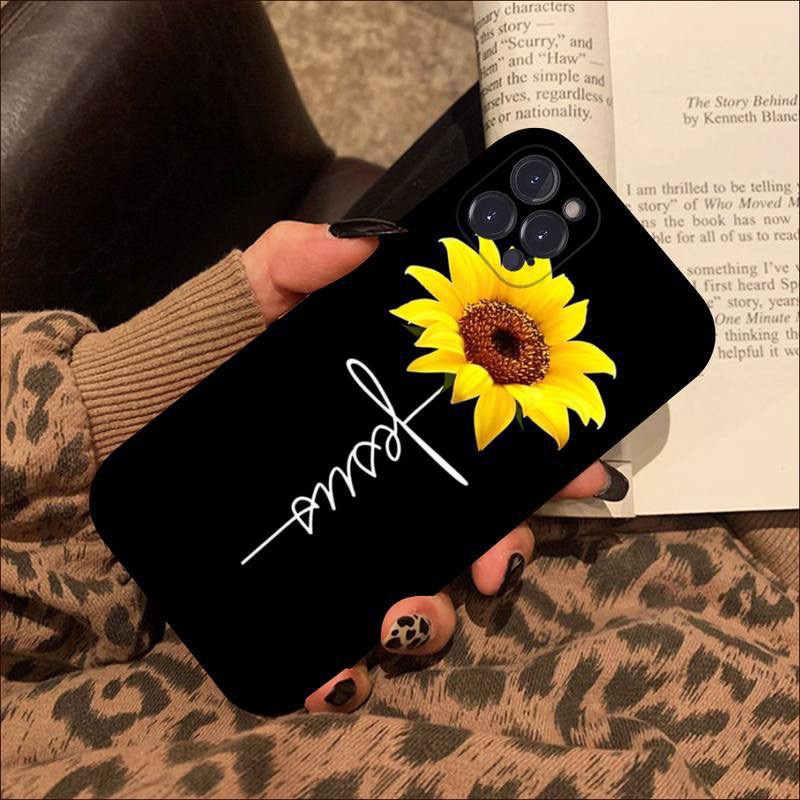 Sunflower Soft TPU Case For Iphone 15 Pro Max 14 Plus 13 12 11 XS MAX XR X 8 7 6 Iphone15 Leaves Butterfly Spring Flower Footprints Sunrise Fashion Mobile Phone Cover Skin