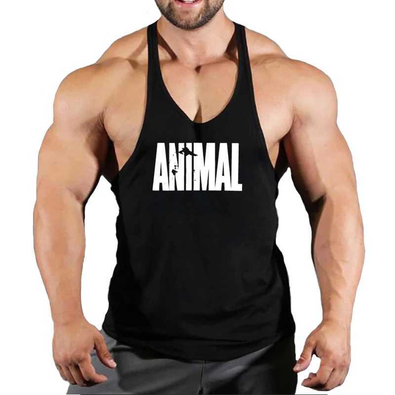 Camisetas masculinas Marca de animais sem mangas ginástica homens treinando roupas de tanques de tanques para fisiculturistas de verão para homens para homens sem mangas 240327