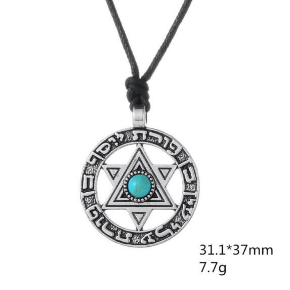 Pendentif étoile de David hexagramme nordique Viking, collier Talisman juif Wiccan Vintage, 215j