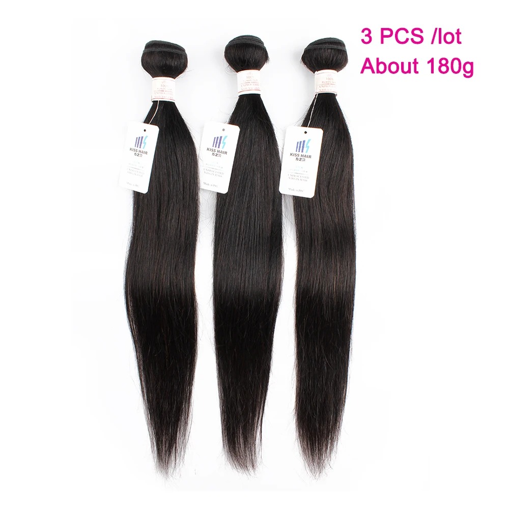 Natural Black Human Hair Bundles / / / 12-22 Inch Remy Indian Hair Double Weft Bone Straight Extensions