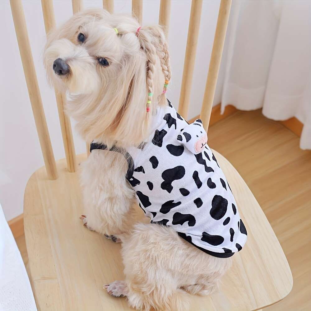 Super Soft Cow Pattern Vest, Stuffed Doll Decor Dog Clothing for Indoor Outdoor