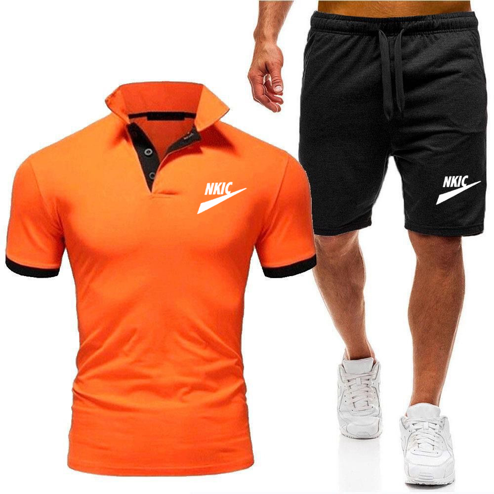 Yaz erkek setleri moda kore eşofman erkekler kısa kollu tişörtler spor şort takım elbise erkekler joggers set giyim