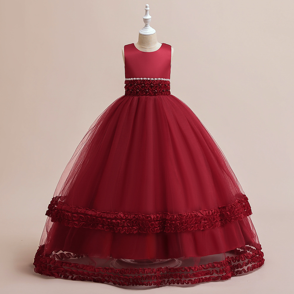 Bellezza Viola Vino Rosa Bianco Gioiello Abiti da compleanno/festa ragazze Abiti da spettacolo ragazze Abiti da cerimonia ragazze Gonne tutti i giorni Abbigliamento bambini SZ 2-10 D327231