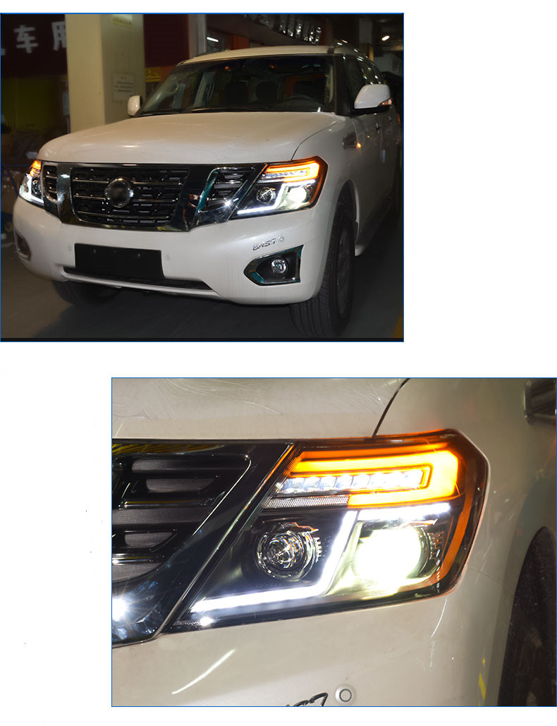 Scheinwerfer für Nissan Patrol Y62 2012–20, 18 LED-DRL-Scheinwerfer, dynamische Montage, Blinker, Auto-Frontleuchte