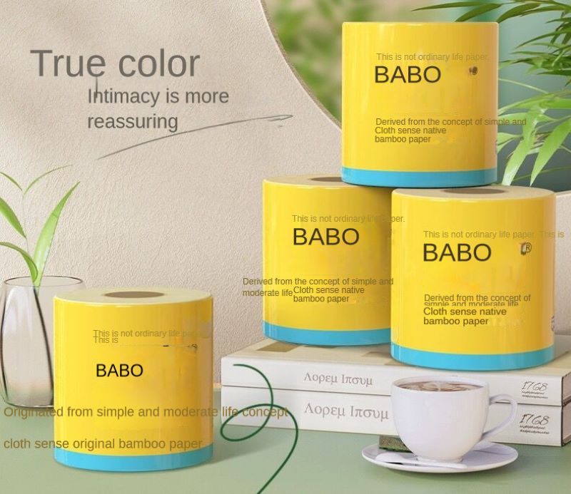 Babo Core Roll Paper 100% Natuurlijke bamboe pulp ongebleekt 140 g/rol 27 rollen/doos toiletpapier vanaf het hele