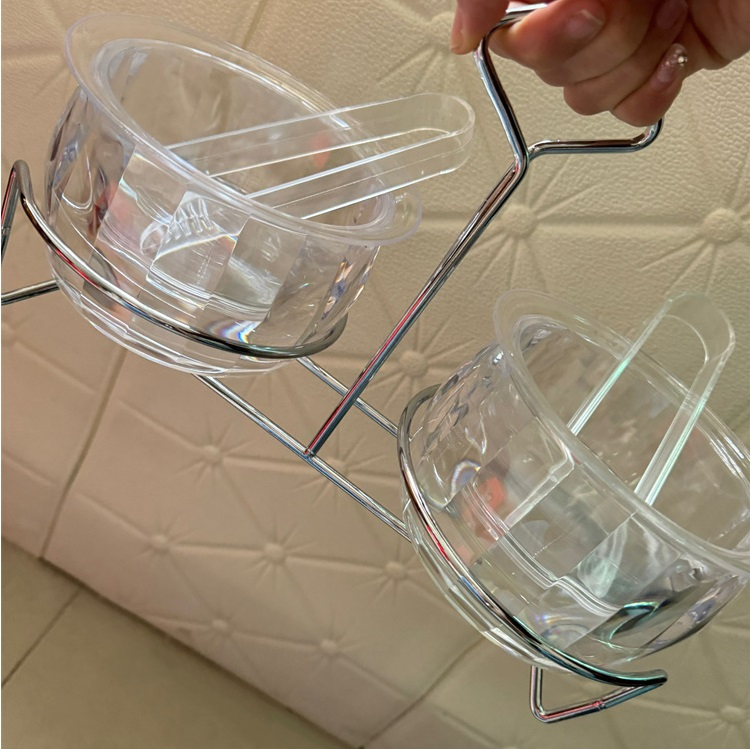 Plastic transparent double small ice bowls multi-purpose preservation dipping rack for picnics camping Ice Buckets Tools LT875