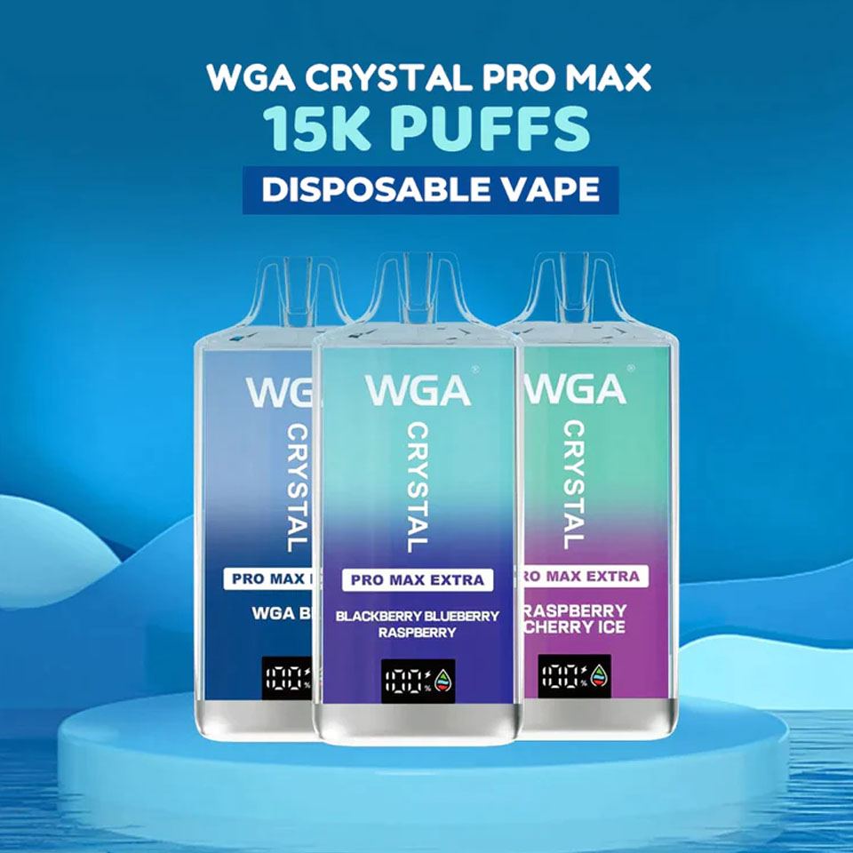 Original WGA Crystal Pro Max Extra 15000 Puff Disposable Electronic Cigarette 12k 15k 18k 2% Nicotine Vape Pen With Screen Digital Display