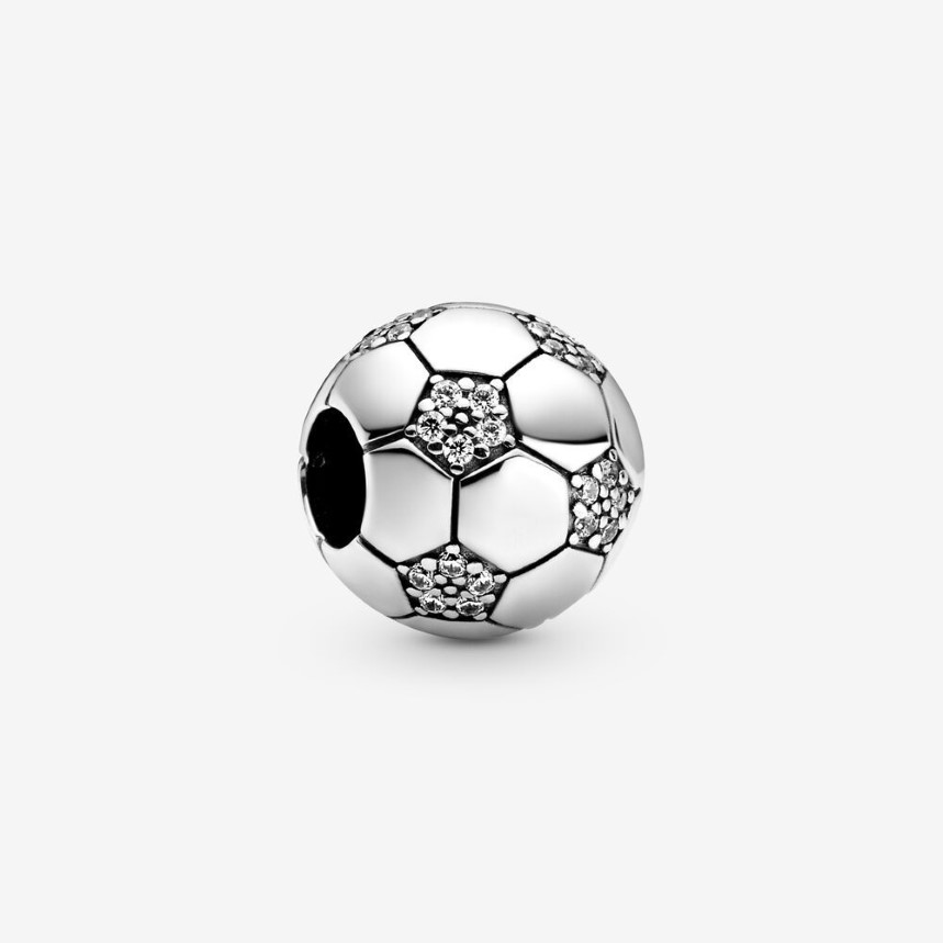 100% 925 Sterling Silver Sparkling Soccer Charms Fit Original European Charm Armband Women Wedding Engagement Jewelry Acc241G