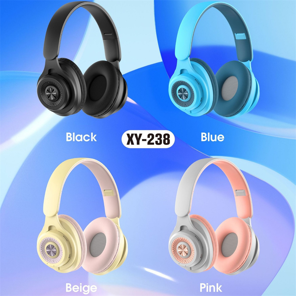 XY-238 Fones de ouvido Bluetooth Fones de ouvido sem fio com microfone Música Jogos Esportes Fones de ouvido Grandes fones de ouvido com suporte dobrável Cartão TF com embalagem de varejo