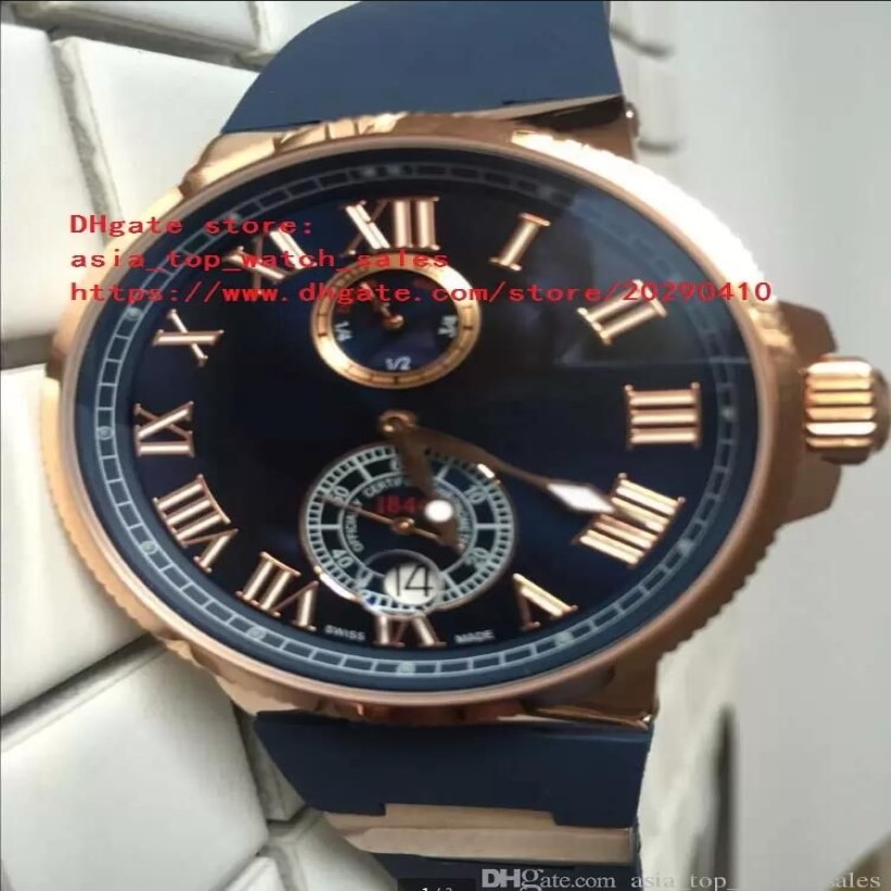 Super Luxury 44mm Men armbandsur Auto Datum Rom Digital Rose Gold Case Gummi Strap Mechanical Automatic Mens Athletic F244I