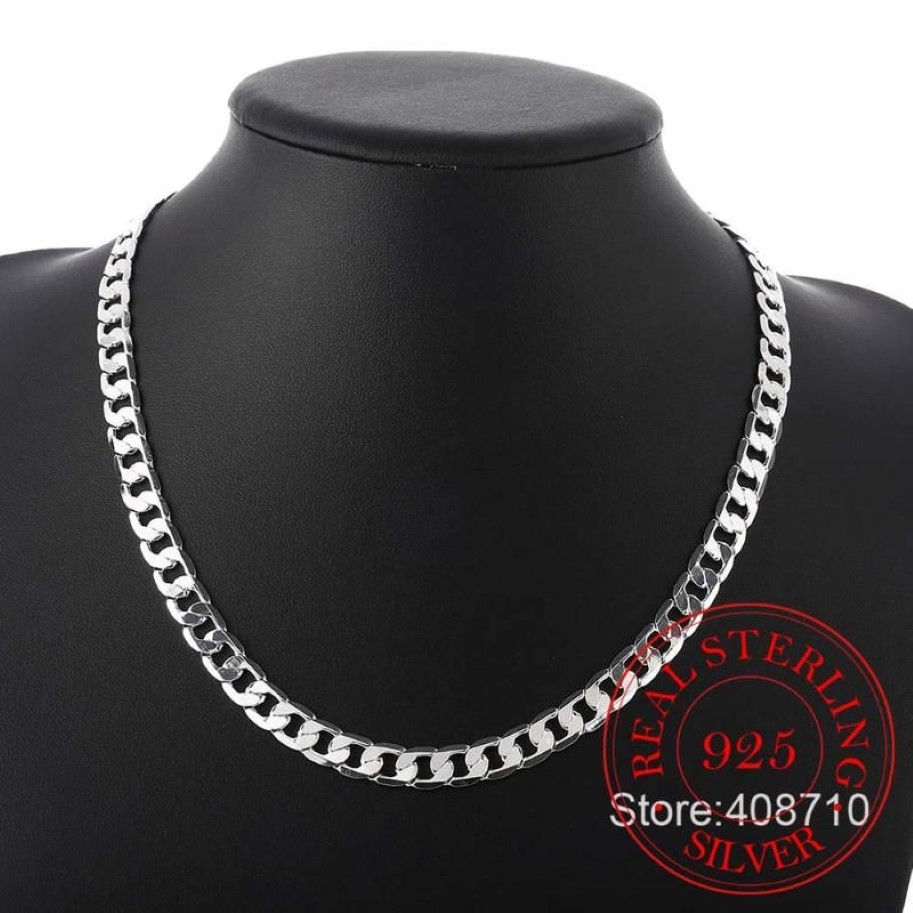 Kedjor 925 Sterling Silver 8mm 16-24 tum Män halsband Sidokedjan Atmosfärisk uttalande GIFT Party Jewelry241m