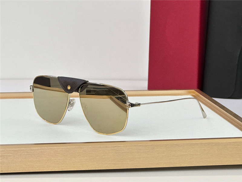Nouveau design de mode lunettes de soleil pilote 0037 monture en métal avec pont en cuir de veau noir classique style simple et populaire lunettes de protection UV400 en plein air