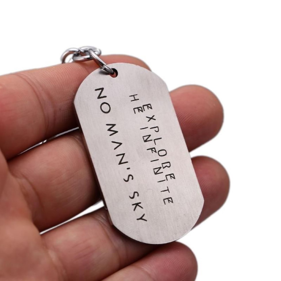 Keychains No Man's Sky Keychain Mans Dog Tag Key Ring Holder Chaveiro Game Chain Pendant Men Gift Jewelry YS102183281a