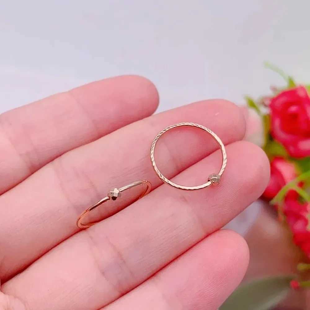 Hoop Huggie Een echte, pure 18K roségouden ring is het beste cadeau voor vrouwen.Ronde oorbellen met geluksgesneden diagonale kraal 24326
