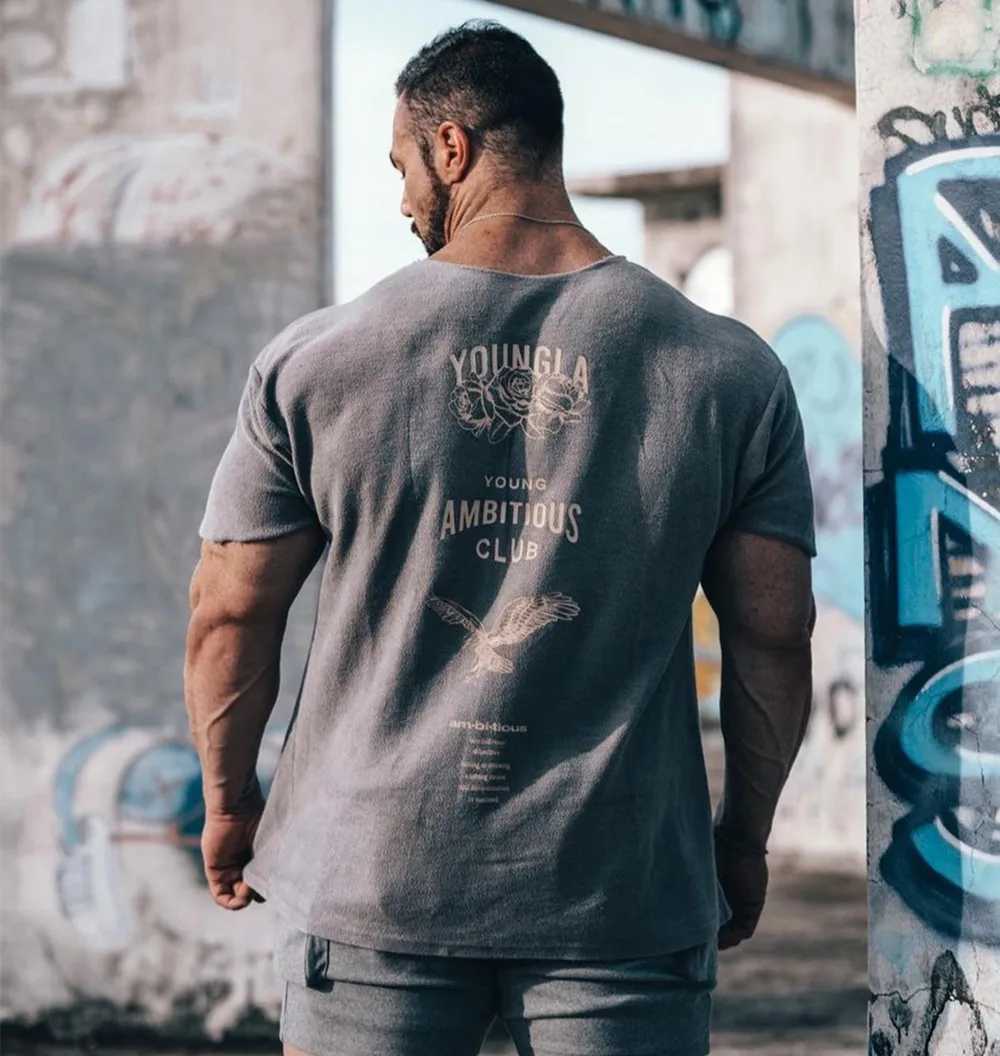 Herr t-shirts Ny casual Loose Mens Cotton T-shirt Kort ärm Summer Gym Shirt Mens Printed Fashion Clothing Streetwear 240327