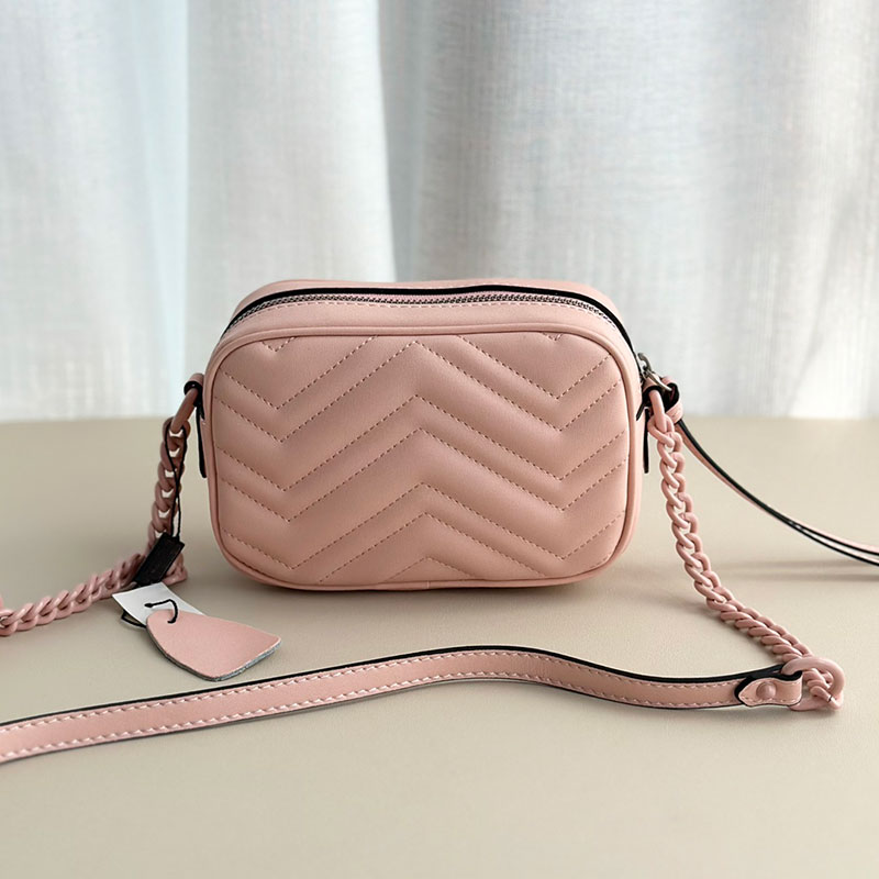 Rosa designer väska handväska kamera axelväska kvinnor messenger blixtlås koppling väskor designer luxurys läderväska crossbody handväska lady plånbok purses mode kedja väska