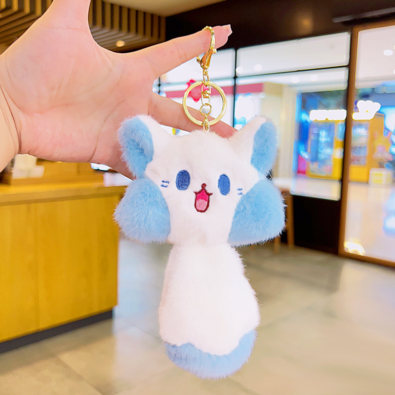 2024 Hot Sale Wholesale The furry big tailed cat pinches and makes a sound Backpack Pendant Key Ring Pendant Schoolbag Decoration Gifts for Kids Friends