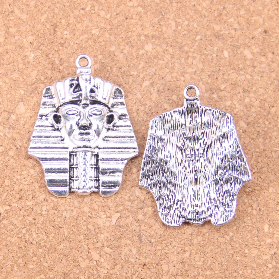 20st antika silverbronspläterade egyptiska kung tutkhamen charms hänge diy halsband armband armband fynd 36 28mm216c