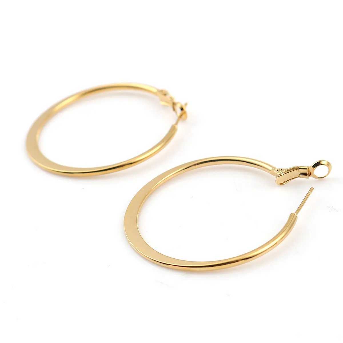 Hoop Huggie e de boucles d'oreilles créoles rondes en acier inoxydable 316, boucles d'oreilles rondes dorées adaptées aux boucles d'oreilles tendance pour femmes d'un diamètre de 40 mm.24326