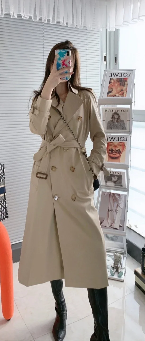 Jaquetas de inverno para mulheres 2024 elegante duplo breasted trench coat mulher outwears novo outerwear casacos longos moda reino unido trenchcoat