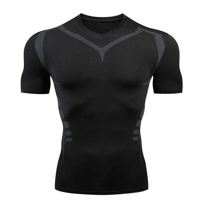 Men's T-Shirts Mens Rash Protection Short Sleeve Compression Shirts Fast Cycling Fitness T-Shirt for Running Training Underwear Sports Clothing 240327