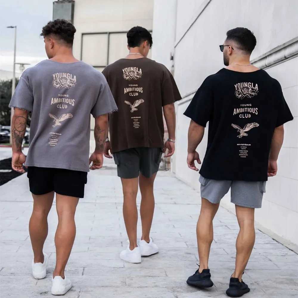 Herr t-shirts Ny casual Loose Mens Cotton T-shirt Kort ärm Summer Gym Shirt Mens Printed Fashion Clothing Streetwear 240327