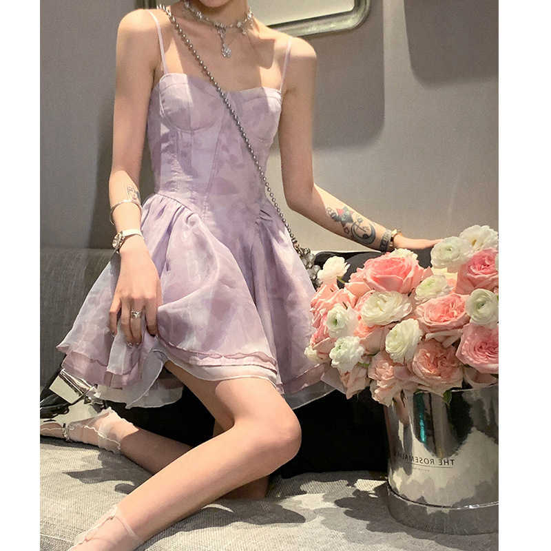 Xiantian Sweet Fish Bone Sling Dress for Womens Summer New Jue Beauty Fluffy Skirt Gift Bra Short